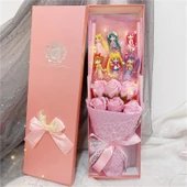 Sailor Moon Peluş Oyuncak - Pembe 6 Savaşçı 5 Çiçek Küçük Hediye Kutusu 48*15*8 - 1