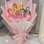 Sailor Moon Peluş Oyuncak - Pembe 6 Savaşçı 5 Çiçek El Çantası 25*35 - 1