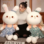 Çiçek Desenli Tavşan Peluş Oyuncak - Mavi Çiçekli Tavşan 130cm - 12