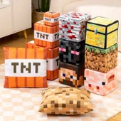 Minecraft TNT Çim Blok Peluş Oyuncak - Gri Beyaz 20cm - 10