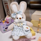 35cm Çiçek Elbiseli Peluş Tavşan Bebek - Öğrenci Etekli - 11