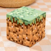 Minecraft TNT Çim Blok Peluş Oyuncak - Gri Beyaz 20cm - 6