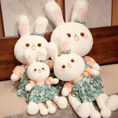 Çiçek Desenli Tavşan Peluş Oyuncak - Mavi Çiçekli Tavşan 130cm - 6