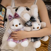 35cm Çiçek Elbiseli Peluş Tavşan Bebek - Öğrenci Etekli - 7