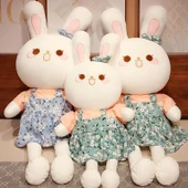 Çiçek Desenli Tavşan Peluş Oyuncak - Mavi Çiçekli Tavşan 130cm - 9