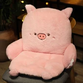 Tavşan Kürkü Desenli Koltuk Minderi - Pembe Domuz - 55x40cm - 1