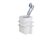 Saban Classic Plus Diş Fırçalık – Beyaz Plastik Hazne , Paslanmaz Çelik Gövde  8 x 11 x 10 cm - 1