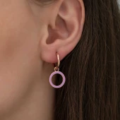 Gümüş Fosforlu Lila Oval Küpe thumbnail 2