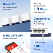 MERCUSYS HALO H50G AC1900 DUAL BAND MESH ROUTER 3-LÜ PAKET - 3