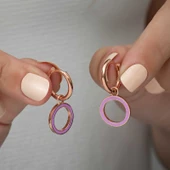 Gümüş Fosforlu Lila Oval Küpe thumbnail 3