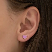 Gümüş Fosforlu Lila Kalp Küpe thumbnail 3