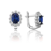 Gümüş Mavi Çiçek Desenli J Kadın Küpe thumbnail 1