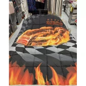 Merinos Race Pamuklu Tek Kişilik Çocuk Genç Yorgan-Siyah Kırmızı - 1