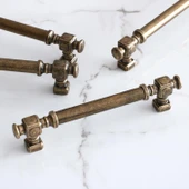 Mobilya Mutfak Çekmece Dolap Kulpu Kulbu Kulpları Eskitme Antik Sarı Düz Metal 192 mm 19.2 cm thumbnail 5