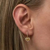 Gümüş Gold Kalp Kurdele Sallantılı Kadın Küpe thumbnail 3