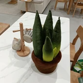 Büyük Saksı Bitki Peluş Oyuncak - Aloe Vera - 20x43cm - 7