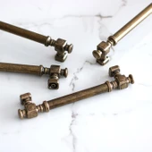 Mobilya Mutfak Çekmece Dolap Kulpu Kulbu Kulpları Eskitme Antik Sarı Düz Metal 192 mm 19.2 cm thumbnail 4