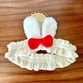 40cm Çiçekli Peluş Bebek Elbisesi - Mavi Üç Parça Set - 6