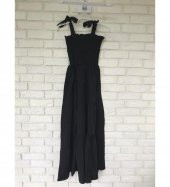 ASVE MALL KADIN ASKILI UZUN ELBİSE SİYAH ELB0018 - 1