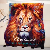 Hayvan Şeker Yastık Aslan Battaniye 120x170cm - 1