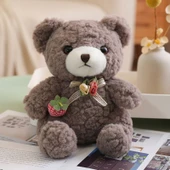 Çilek Aşkı Peluş Oyuncak Ayı 20cm - Süt Beyazı + Hediye Çantası - 7