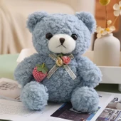 Çilek Aşkı Peluş Oyuncak Ayı 20cm - Süt Beyazı + Hediye Çantası - 9