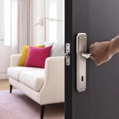 Oda Kapı Kolu (5 Takım) İnox Aynalı Sağa Sola Uygun İç Dış Ahşap Pvc Metal Çelik Kapısı Tutamağı thumbnail 4