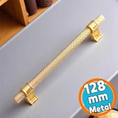 Mobilya Çekmece Mutfak Dolabı Dolap Kulpları Kulbu Altın Gold Metal Kulp 128 mm Tırtıklı Desen thumbnail 1