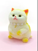 Kedi Süslü Squishy Kedi Taba Sukuşi Tüylü Yumuşacık 8 cm - Sarı - 1