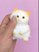 Kedi Süslü Squishy Kedi Taba Sukuşi Tüylü Yumuşacık 8 cm - Sarı - 6