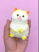 Kedi Süslü Squishy Kedi Taba Sukuşi Tüylü Yumuşacık 8 cm - Sarı - 4