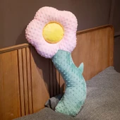 Pembe Renkli Çiçek Peluş Yastık - 130cm - 1
