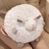Yuvarlak Koyun Peluş Oyuncak - Gül Kırmızısı Şaşı Gözlü - 33cm - 4