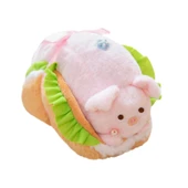 Çizgi Film Hayvan Pasta Peluş Oyuncak - Pembe Domuz Pasta - 20cm - 8