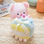 Çizgi Film Hayvan Pasta Peluş Oyuncak - Pembe Domuz Pasta - 20cm - 1