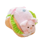 Çizgi Film Hayvan Pasta Peluş Oyuncak - Pembe Domuz Pasta - 20cm - 9