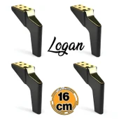 Logan 4 Adet Set 16 Cm Siyah Altın Mobilya Tv Ünitesi Koltuk Kanepe Destek Ayağı Ayakları M8 Civata - 1