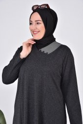 Kadin Buyuk Beden Ay Yaka Anne Elbise Uzun Tesettur - 4