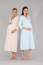 Bone Club 5302 Mavi Hamile Lohusa Gecelik thumbnail 3