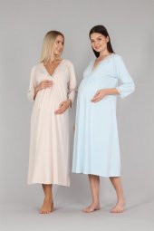 Bone Club 5302 Mavi Hamile Lohusa Gecelik thumbnail 6