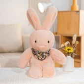 Çiçek Desenli Peluş Oyuncak Tavşan - Gri - 25cm - 4