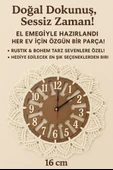 El Yapımı Makrome Kenarlı Ahşap Duvar Saati - 1