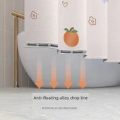 Su Geçirmez Küf Önleyici Banyo Duş Perdesi - 180x180cm - Turuncu thumbnail 3