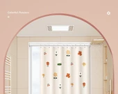 Tuvalet Gölgeleme Perdesi - Renkli Küçük Çiçekli - Perde + Çubuk - 80x180cm - 8