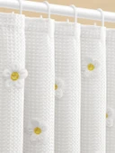 Su Geçirmez Polyester Duş Perdesi Seti - Ayçiçeği 150x200cm + 100-170cm Duş Perdesi Borusu - 1