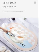 Diyatomit Banyo Paspası - 60x90 cm - Oval - Siyah Beyaz Kafes Desenli - 3