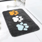 2'li Emici Banyo Paspası Seti - 38x58 + 48x78 cm - Kedi Pati Desenli - 1