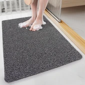 Kaymaz Banyo Duş Paspası - Su Geçirmez - 45x75cm - Gri Siyah - 1