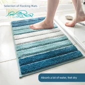 Kaymaz Emici Banyo Paspası Seti - 45x65+45x120cm Piyano Tuşları Yeşil - 1