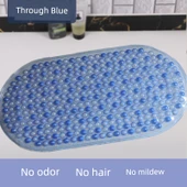 Kaymaz Banyo Paspası - Vantuzlu - [69x38cm] Büyük Baloncuklu Şeffaf Mavi thumbnail 1